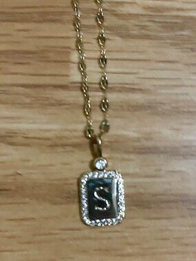 Necklace: Short “S” initial necklace, gold. Great for layering!